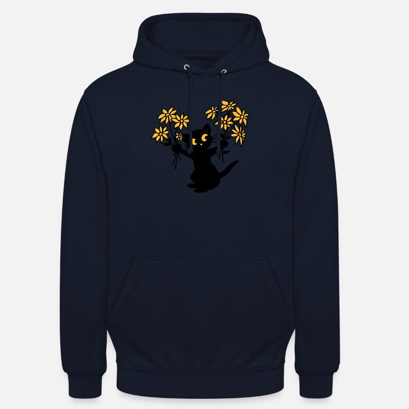 Die Katze mit Blumen - Unisex Hoodie - Navy