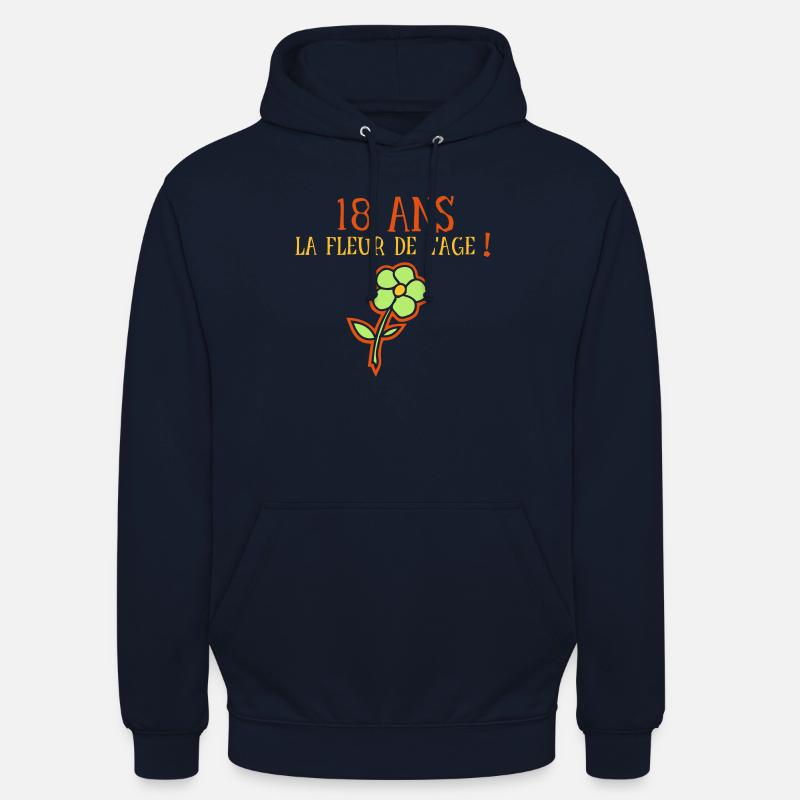 18 ans fleur age - Sweat-shirt à capuche unisexe - marine