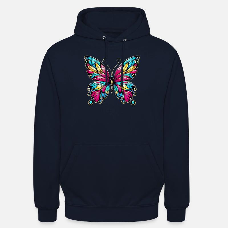 Papillon - Sweat-shirt à capuche unisexe - marine