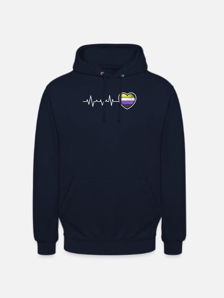 Nonbinary Pride Herzschlag Enby Flagge - Unisex Hoodie - Navy