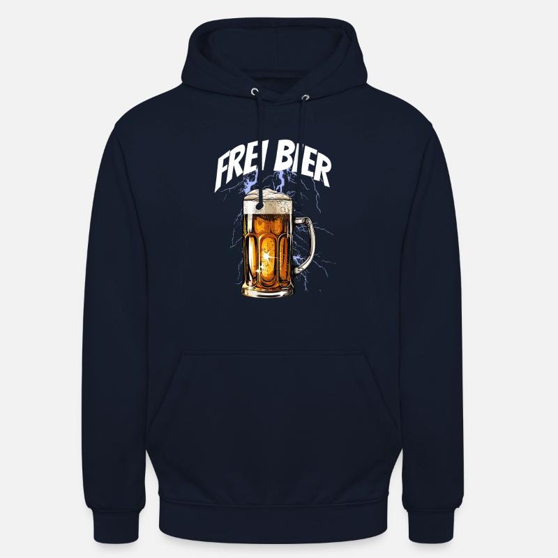 Blitzender Bierkrug mit Frei-Bier-Text - Unisex Hoodie - Navy