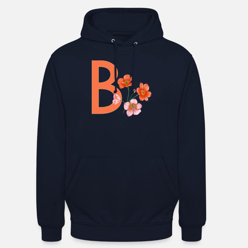 B avec des fleurs - Sweat-shirt à capuche unisexe - marine