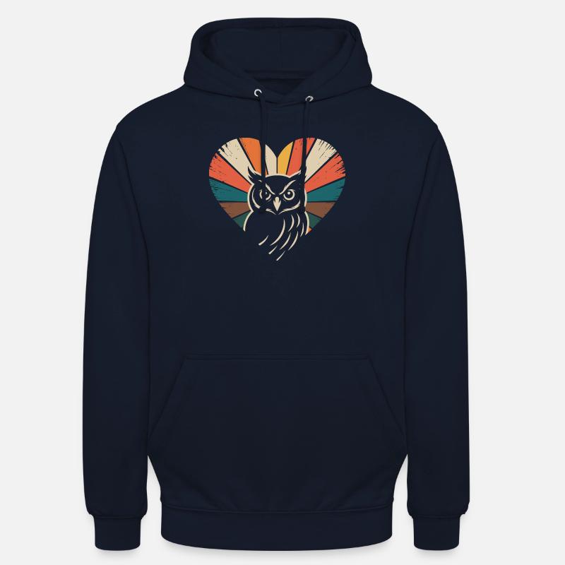 Herz mit Eule im Retro-Stil - Unisex Hoodie - Navy