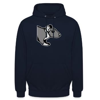 Ratte Vorderseite Halb Neugierig Lustig Nagetier - Unisex Hoodie - Navy - Vorne - Alina (178cm) & Michal (187cm)