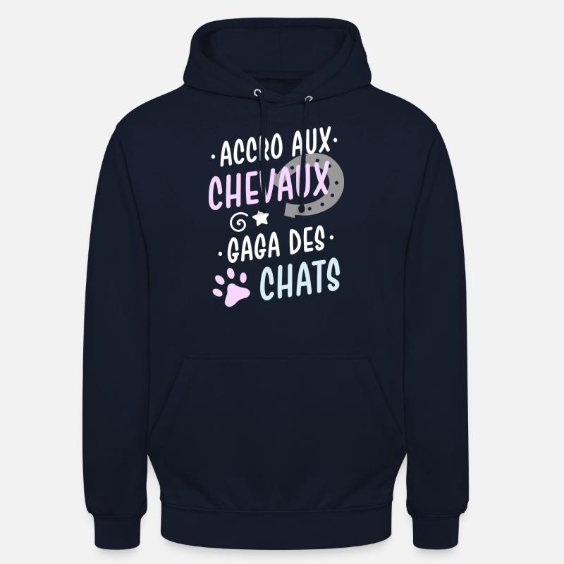 Chevaux et chats - Sweat-shirt à capuche unisexe - marine