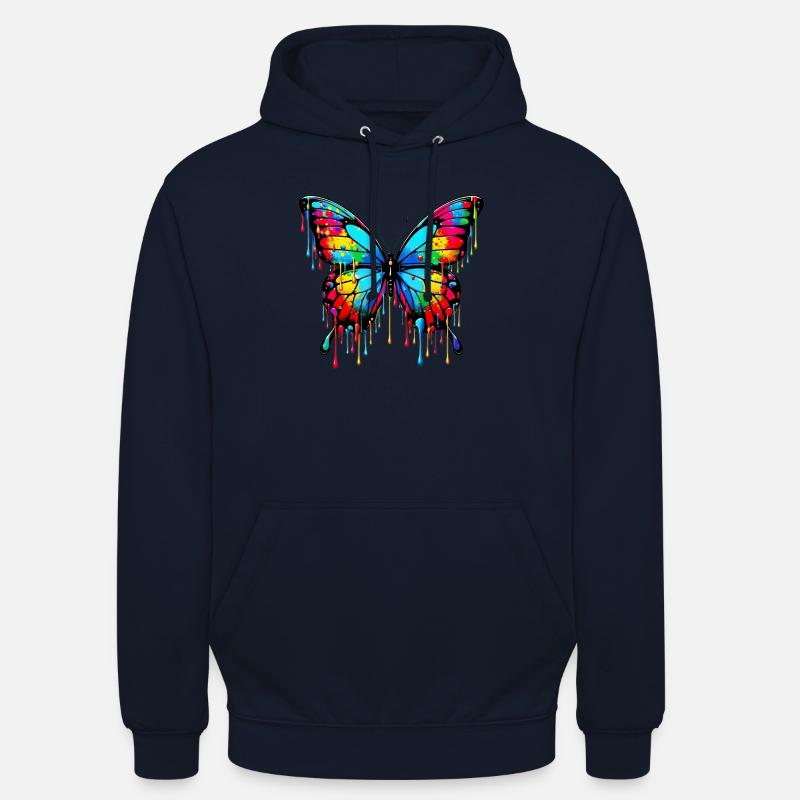 Papillon - Sweat-shirt à capuche unisexe - marine