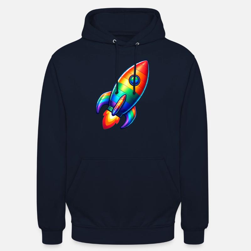 Fusée arc-en-ciel | Lancement d’une fusée - Sweat-shirt à capuche unisexe - marine