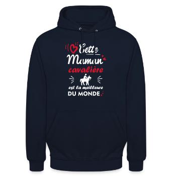 Cette maman cavalière est la meilleure du monde - Sweat-shirt à capuche unisexe - marine - Devant - Alina (178cm) & Michal (187cm)