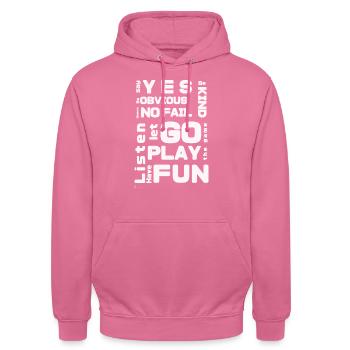 improv rules weiß - Unisex Hoodie - Pink - Vorne - Alina (178cm) & Michal (187cm)