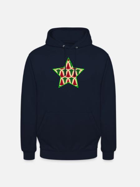 Karierter Baumstern mit Neonumriss - Unisex Hoodie - Navy