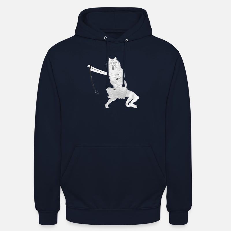 Chat Samouraï Blanc - Sweat-shirt à capuche unisexe - marine