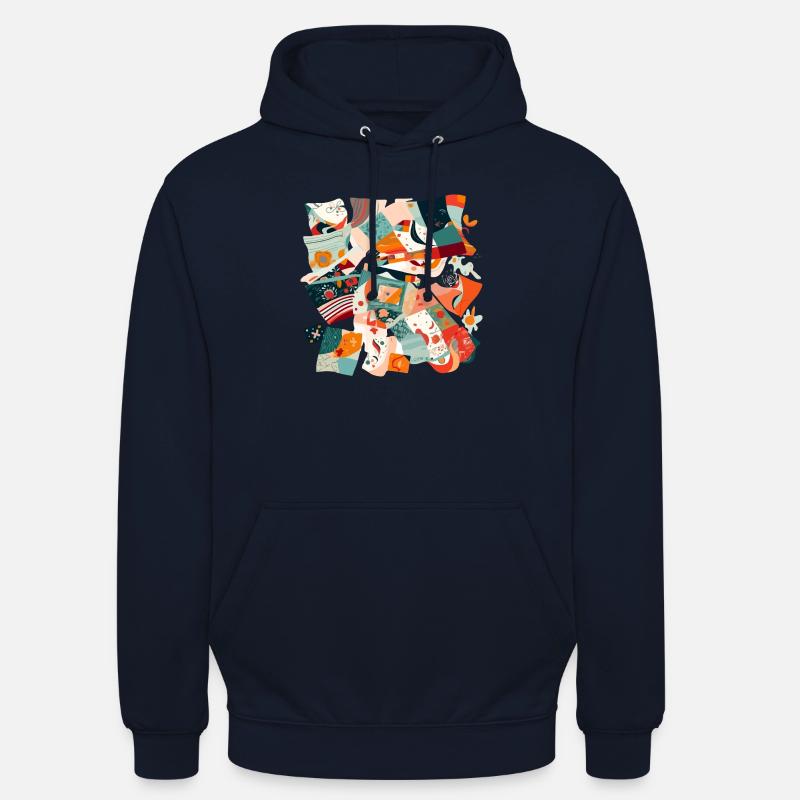 Patchwork de tissus - Sweat-shirt à capuche unisexe - marine