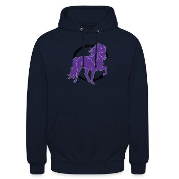 Cheval islandais Tölter - Sweat-shirt à capuche unisexe - marine - Devant - Alina (178cm) & Michal (187cm)