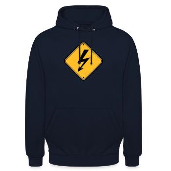 panneau signal électrique flash électricité énergie star - Sweat-shirt à capuche unisexe - marine - Devant - Alina (178cm) & Michal (187cm)