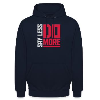 Dire moins faire plus - Sweat-shirt à capuche unisexe - marine - Devant - Alina (178cm) & Michal (187cm)