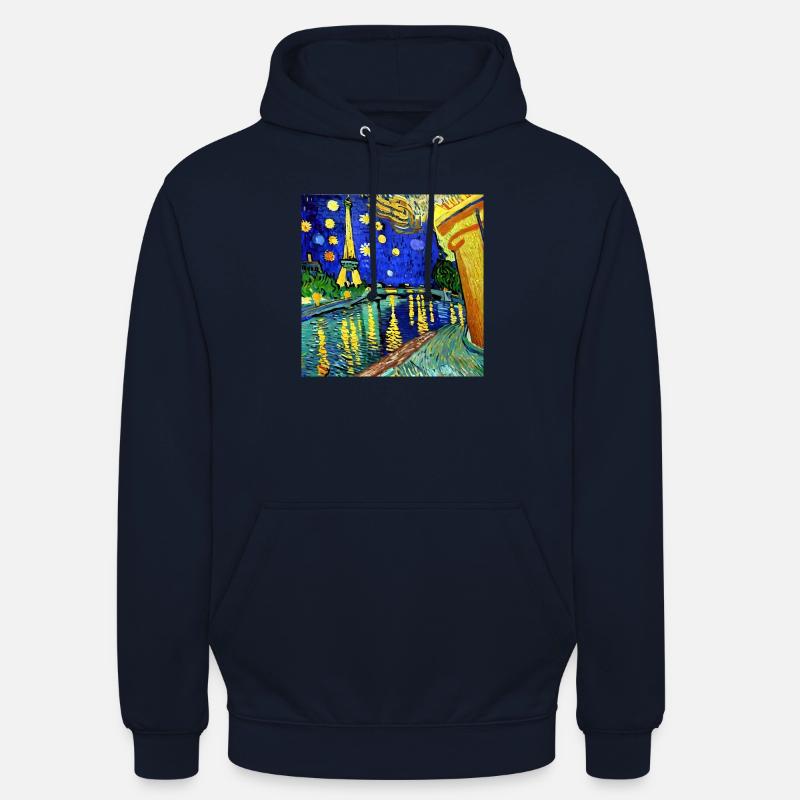 Paris tour Eiffel van gogh - Sweat-shirt à capuche unisexe - marine