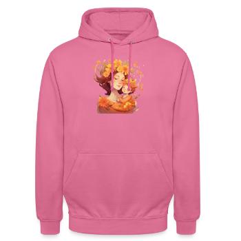 Mutterliebe in Blütenpracht - Unisex Hoodie - Pink - Vorne - Alina (178cm) & Michal (187cm)