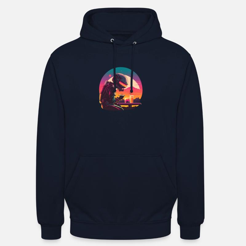 Synthwave astronaut Space dinner - Unisex Hoodie - navy