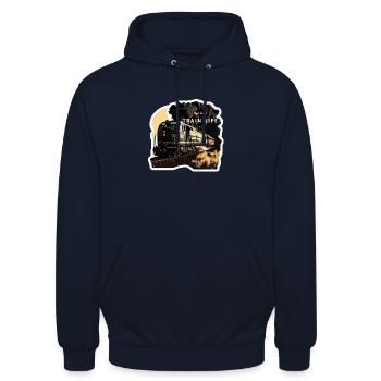 Train Life : Passionné de trains - Sweat-shirt à capuche unisexe - marine - Devant - Alina (178cm) & Michal (187cm)