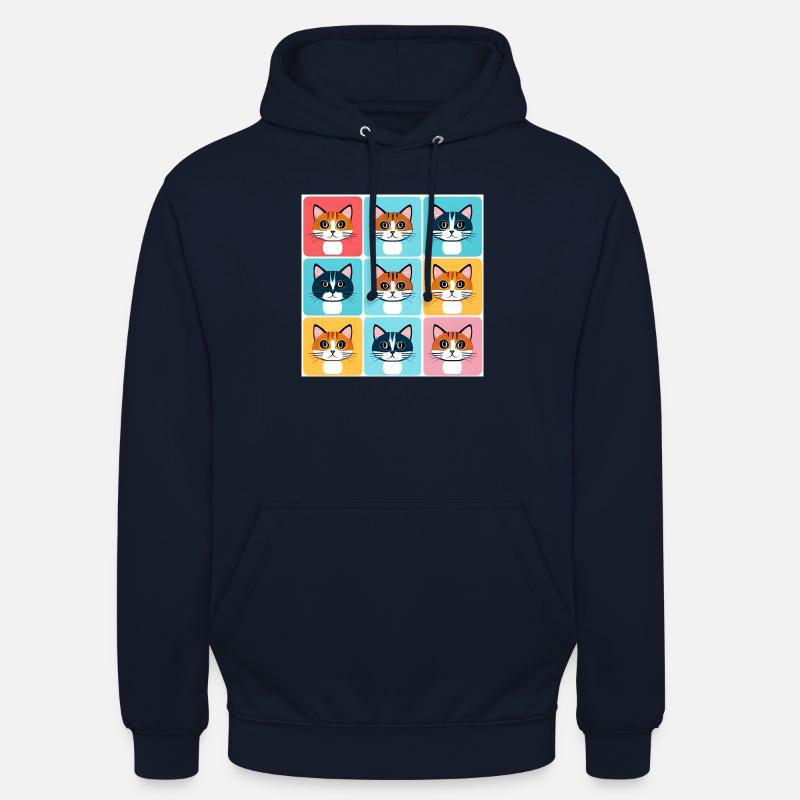 Cute Cat Color Pattern - Unisex Hoodie - navy