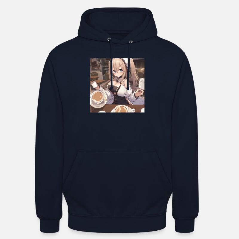 anime girl withe big boobs withe coffee Unisex Hoodie