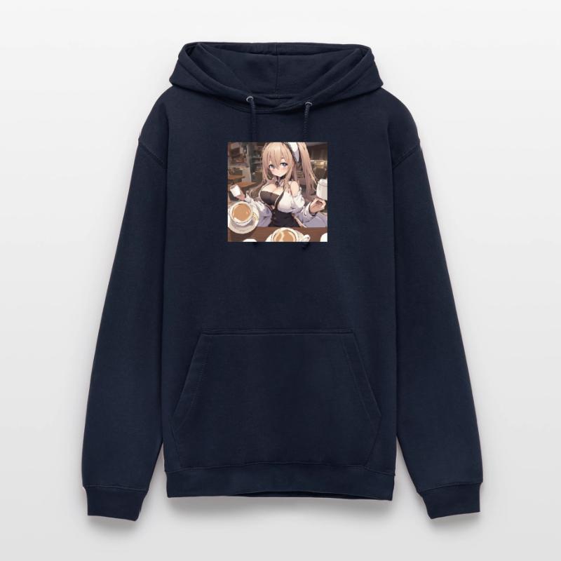 anime girl withe big boobs withe coffee Unisex Hoodie