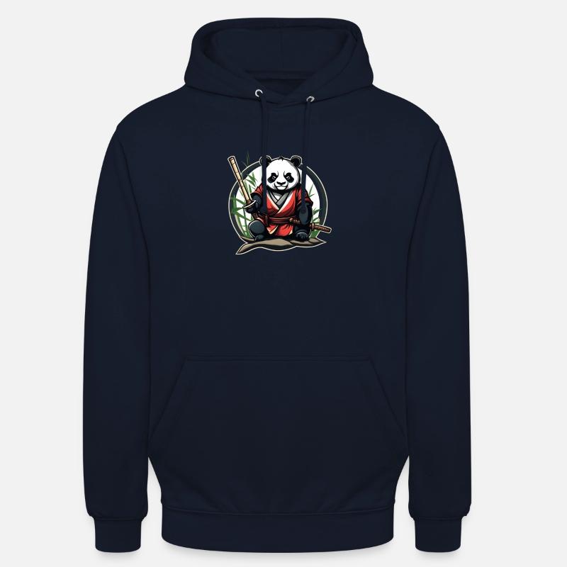 Panda Samouraï dans son jardin - Sweat-shirt à capuche unisexe - marine