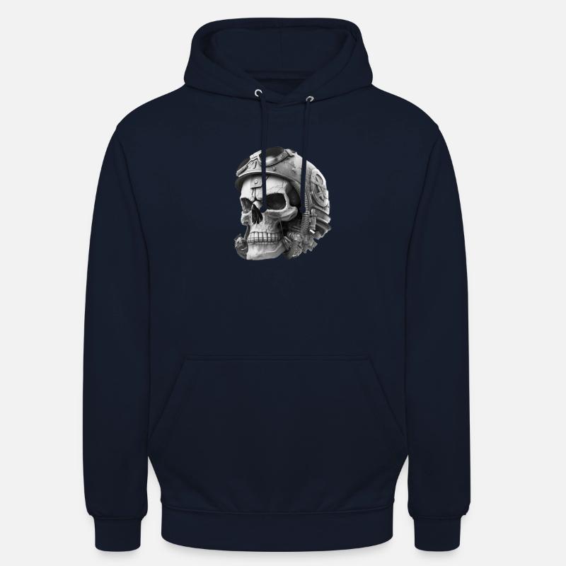Crâne avec casque - Sweat-shirt à capuche unisexe - marine