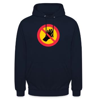 Bitte fass mich nicht an - Autismus - Asperger - Unisex Hoodie - Navy - Vorne - Alina (178cm) & Michal (187cm)