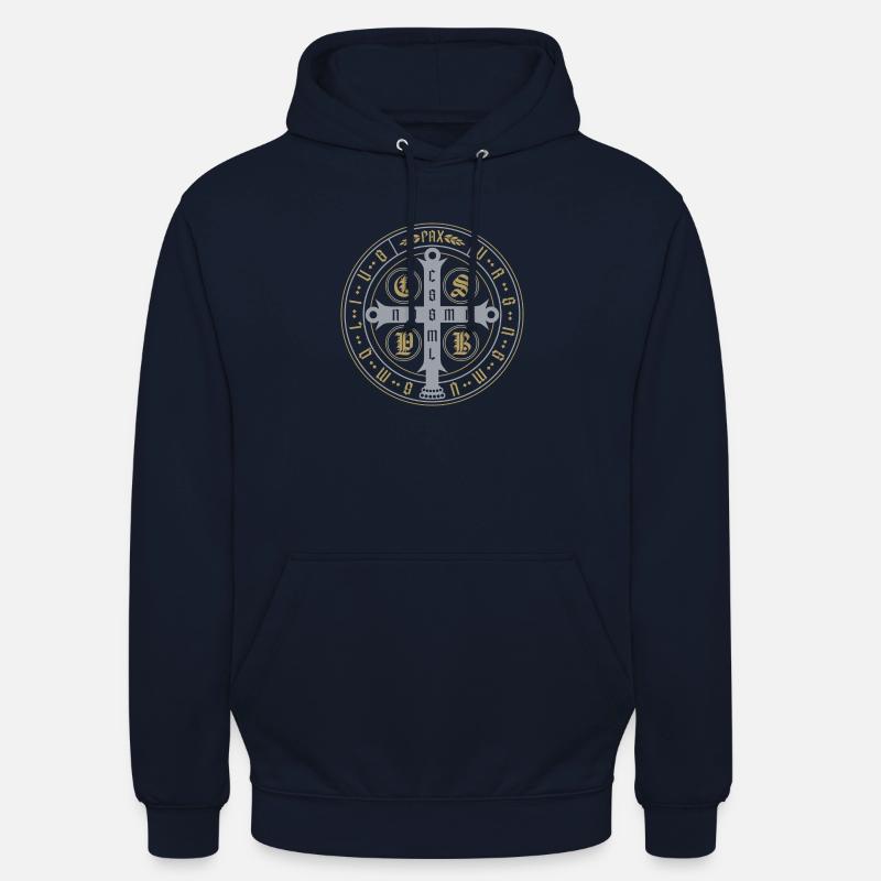 Médaille Saint-Benoît – Protection et bénédiction - Sweat-shirt à capuche unisexe - marine