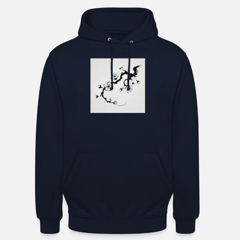 image minimaliste fleur de cerisier - Sweat-shirt à capuche unisexe - marine