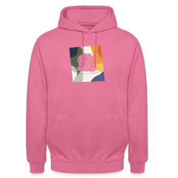 Nouilles Raviolis Plat de pâtes - Sweat-shirt à capuche unisexe - rose - Devant - Alina (178cm) & Michal (187cm)