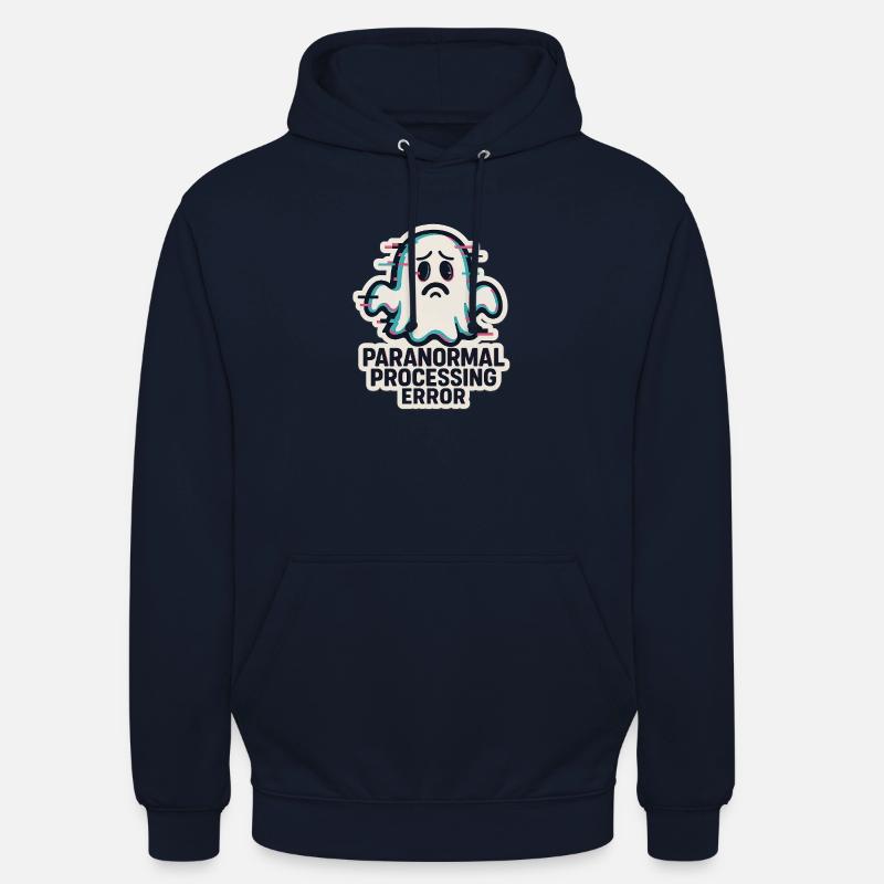 Paranormal Processing Error - Glitchy Ghost - Unisex Hoodie - Navy