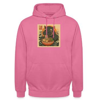 Flusspferd isst Ramen - Unisex Hoodie - Pink - Vorne - Alina (178cm) & Michal (187cm)