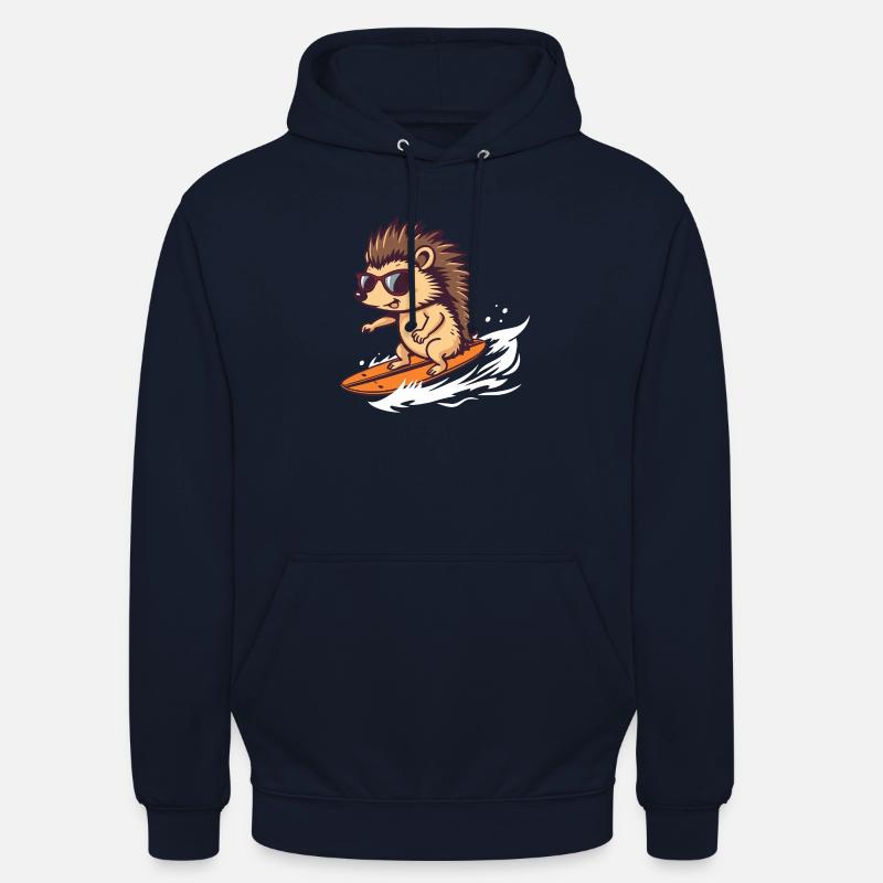 Hérisson surfeur avec lunettes de soleil - Sweat-shirt à capuche unisexe - marine