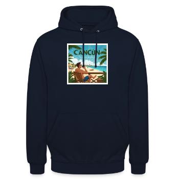 Vacances dans les Caraïbes à Cancun - Sweat-shirt à capuche unisexe - marine - Devant - Alina (178cm) & Michal (187cm)