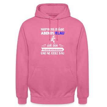 Morgens Müde Abends Blau Feuerwehrmann - Unisex Hoodie - Pink - Vorne - Alina (178cm) & Michal (187cm)