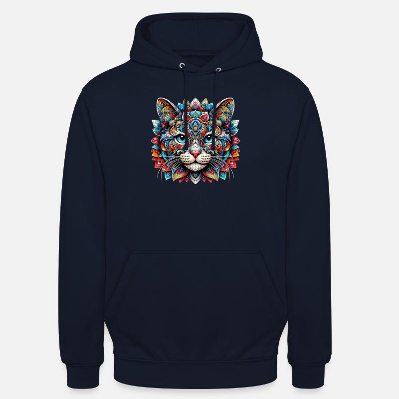 Chat décoré de Mandalas - Sweat-shirt à capuche unisexe - marine