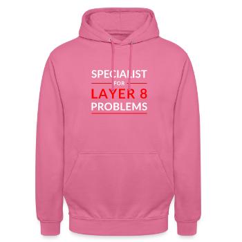 Spécialiste de la couche 8 - Sweat-shirt à capuche unisexe - rose - Devant - Alina (178cm) & Michal (187cm)