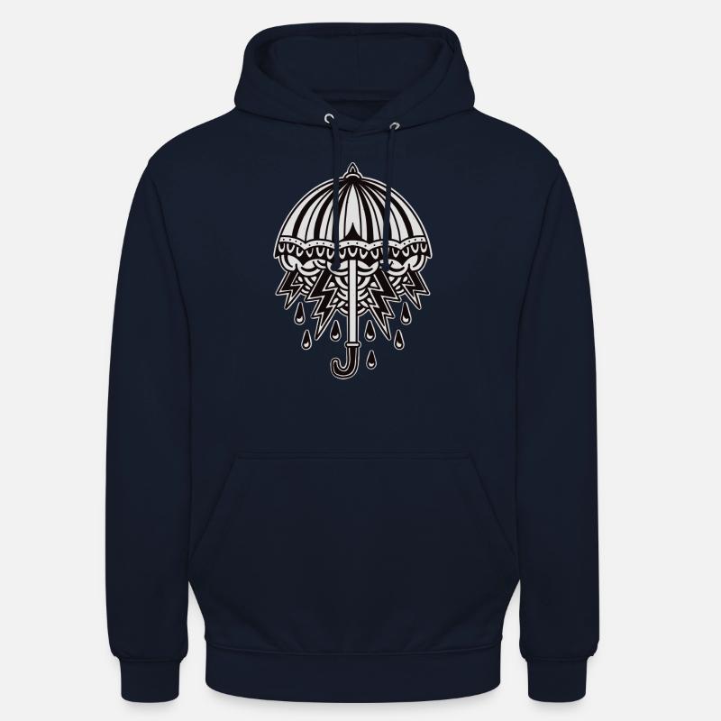 Parapluie de conception de tatouage old school - Sweat-shirt à capuche unisexe - marine