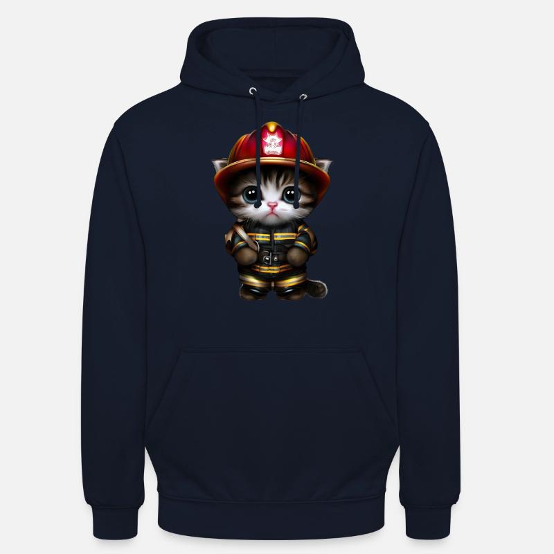 Chat pompier - Sweat-shirt à capuche unisexe - marine