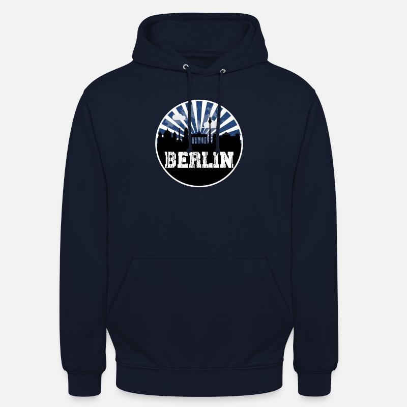 Berlin Skyline Blue Hour - Sweat-shirt à capuche unisexe - marine