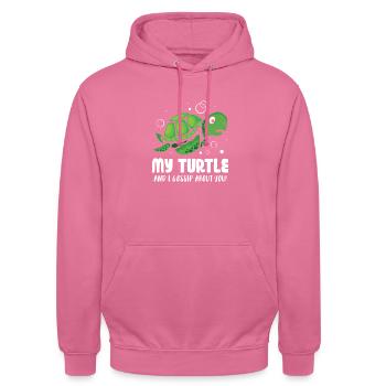 My Turtle and I gossip about you - Unisex Hoodie - Pink - Vorne - Alina (178cm) & Michal (187cm)