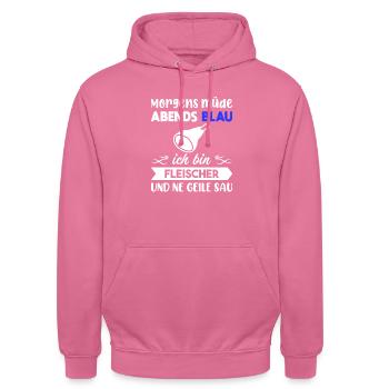 Morgens Müde Abends Blau Fleischer - Unisex Hoodie - Pink - Vorne - Alina (178cm) & Michal (187cm)