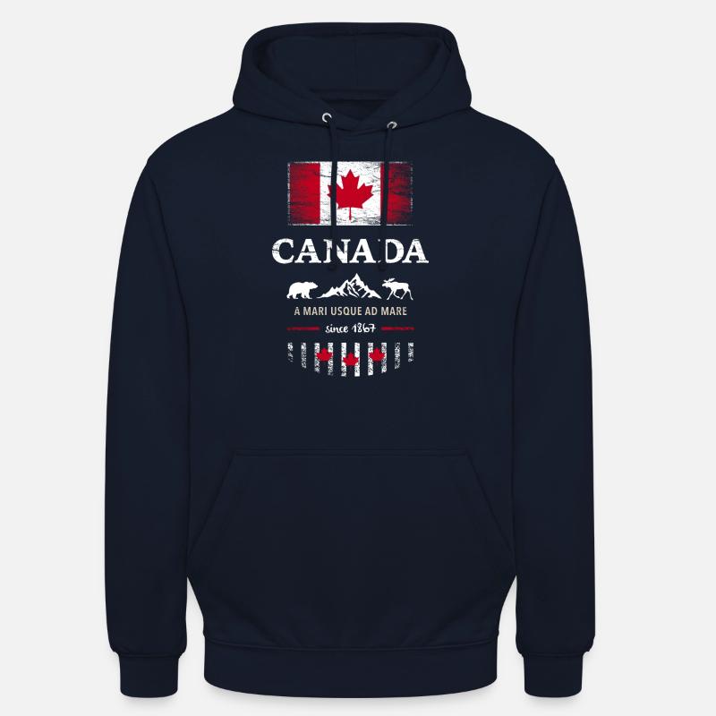 Canada Canada Amérique drapeau feuille d’érable drapeau ours - Sweat-shirt à capuche unisexe - marine