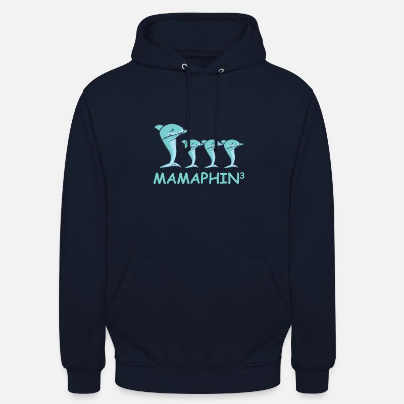 Schwanger werdene Mutter Drillinge Delfin - Unisex Hoodie - Navy