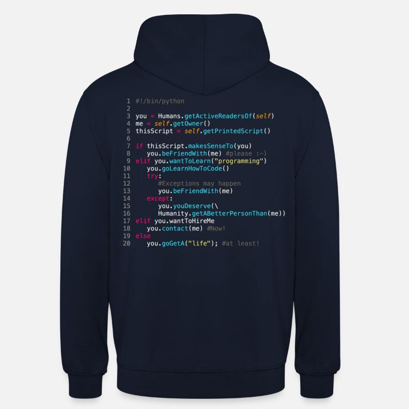 Sei mit Programmierern befreundet (in Python) - Unisex Hoodie - Navy