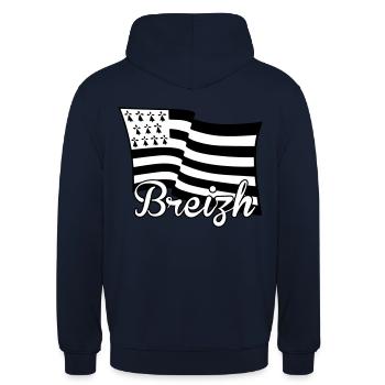 Bretagne Breizh drapeau - Sweat-shirt à capuche unisexe - marine - Dos - Michal (187cm)
