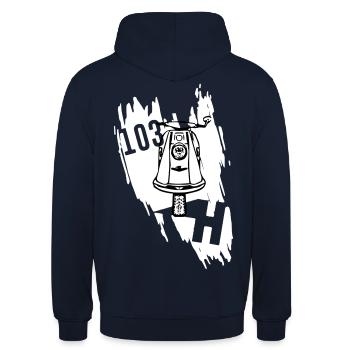 roller 103 - Unisex Hoodie - Navy - Hinten - Michal (187cm)