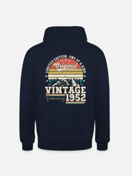 February Vintage 1952 71st Birthday Gift Husband - Unisex Hoodie - navy